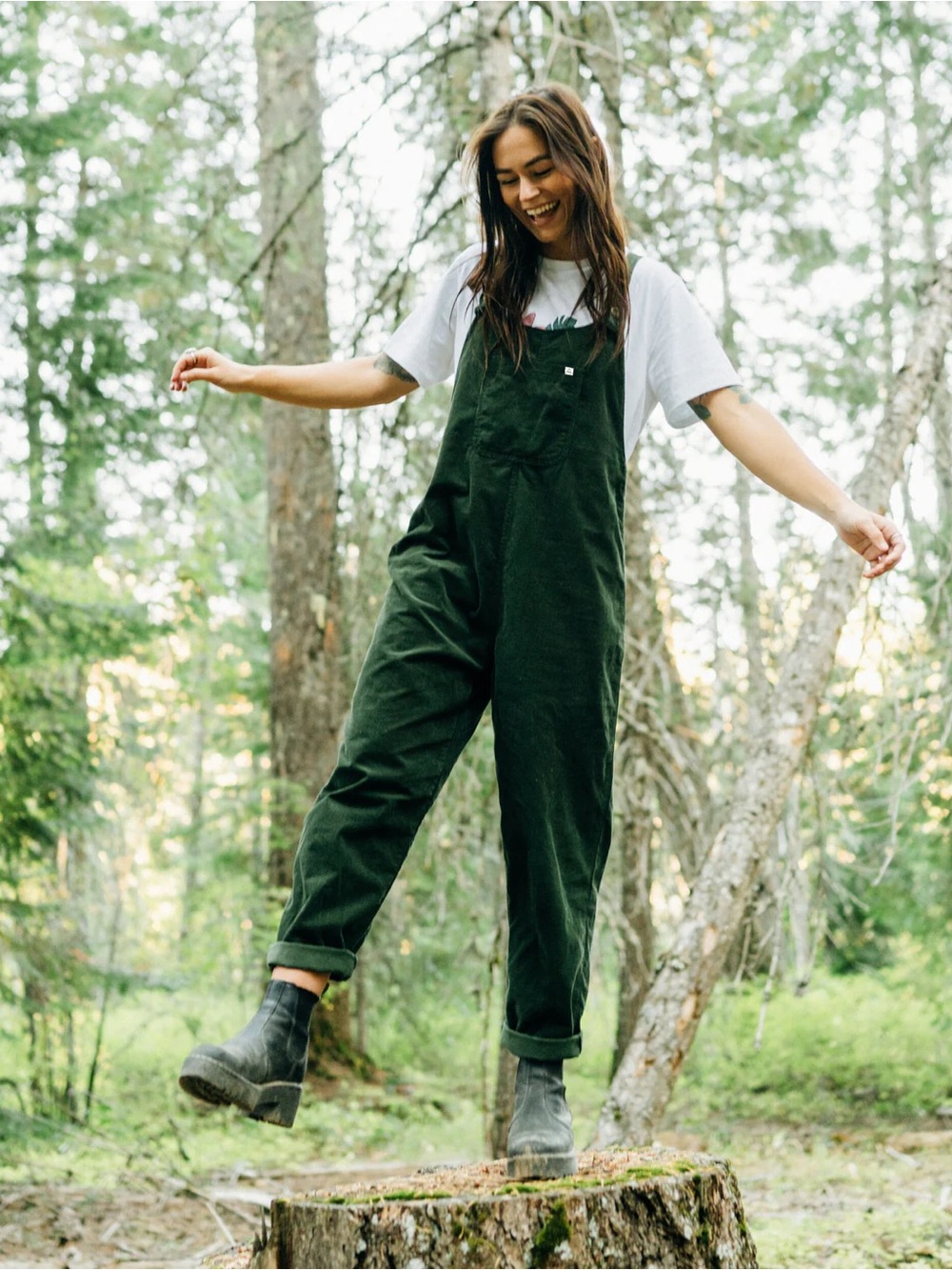 Dark Green Corduroy Overalls